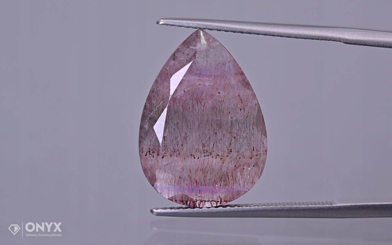 Jahodový křemen fazetovaný slza 19,5x14 mm