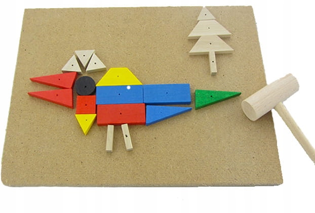 DREWNIANA UKŁADANKA PRZYBIJANKA Z MŁOTECZKIEM Marka inna