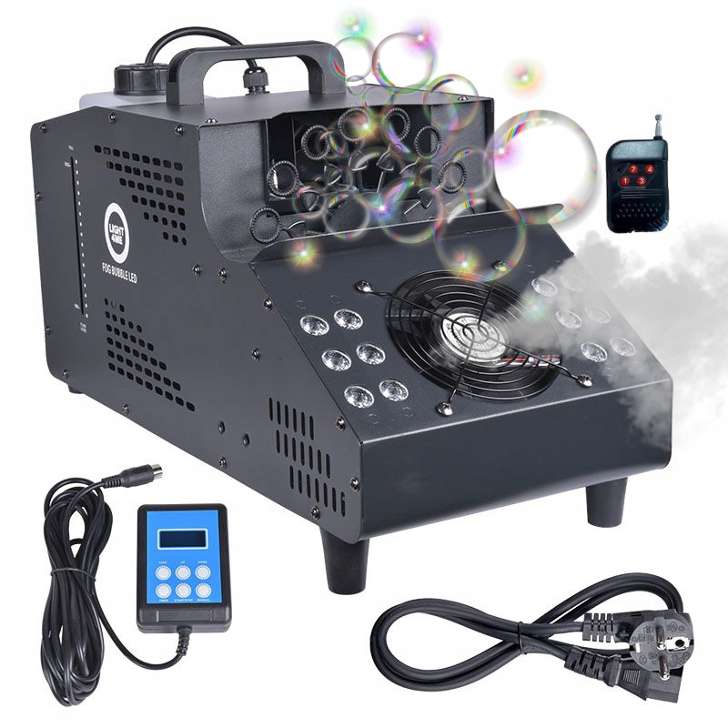 Wytwornica Dymu Mgły Maszyna Do Baniek 3w1 Efekt Led 12 Diod Rgb DMX Pilot