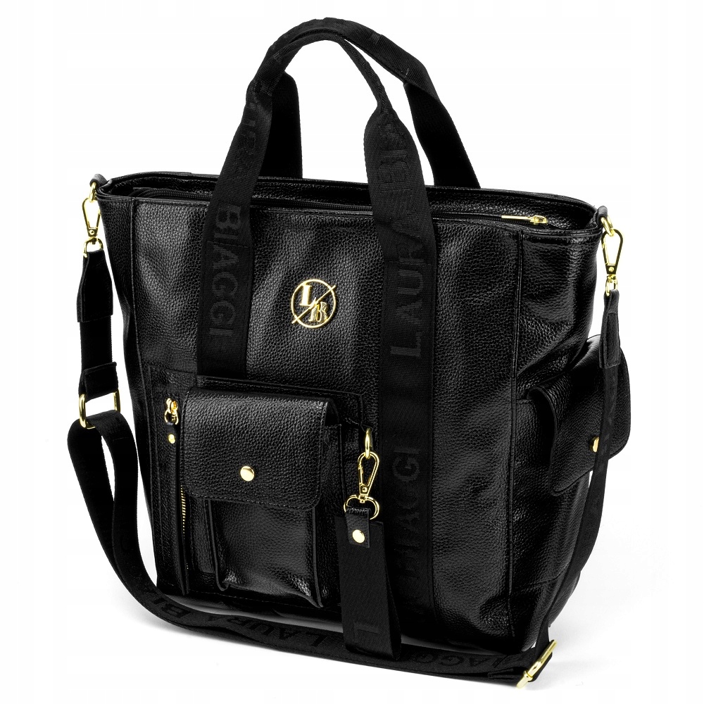 Taška Shopper Kabelka Přes Rameno Laura Biaggi Černá A4