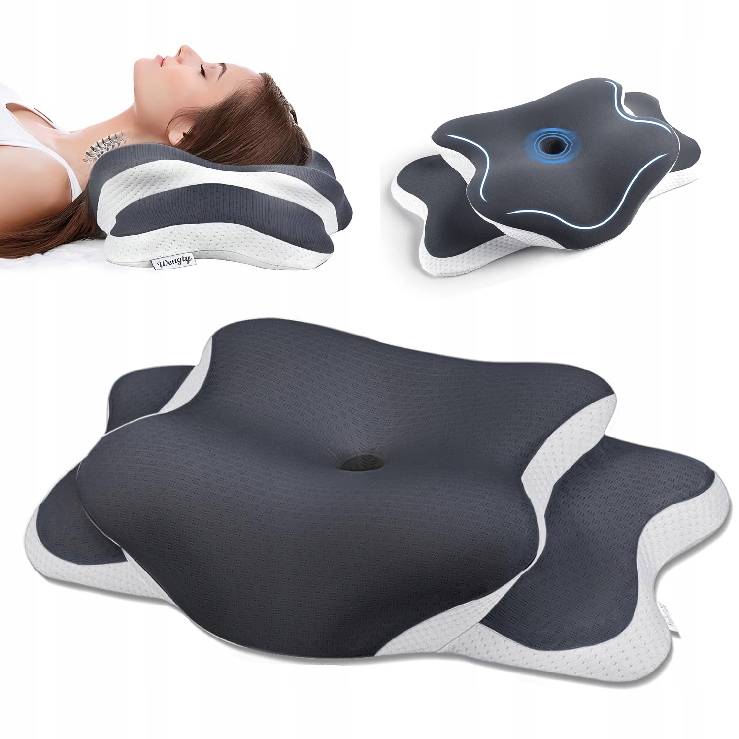 Poduszka Ortopedyczna Motylek Ergonomiczna Pianką Memory 65X40CM Z Poszewką