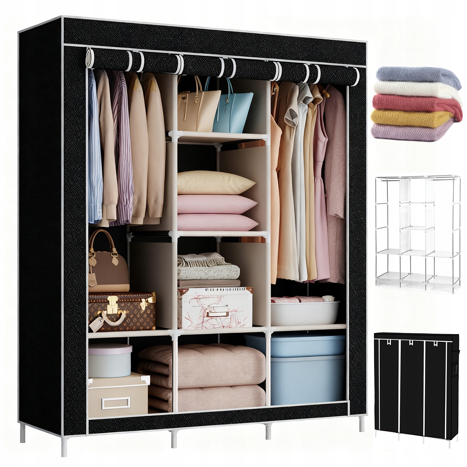 Skříň Šatní Skříň Na Oblečení S Věšáky, Velká