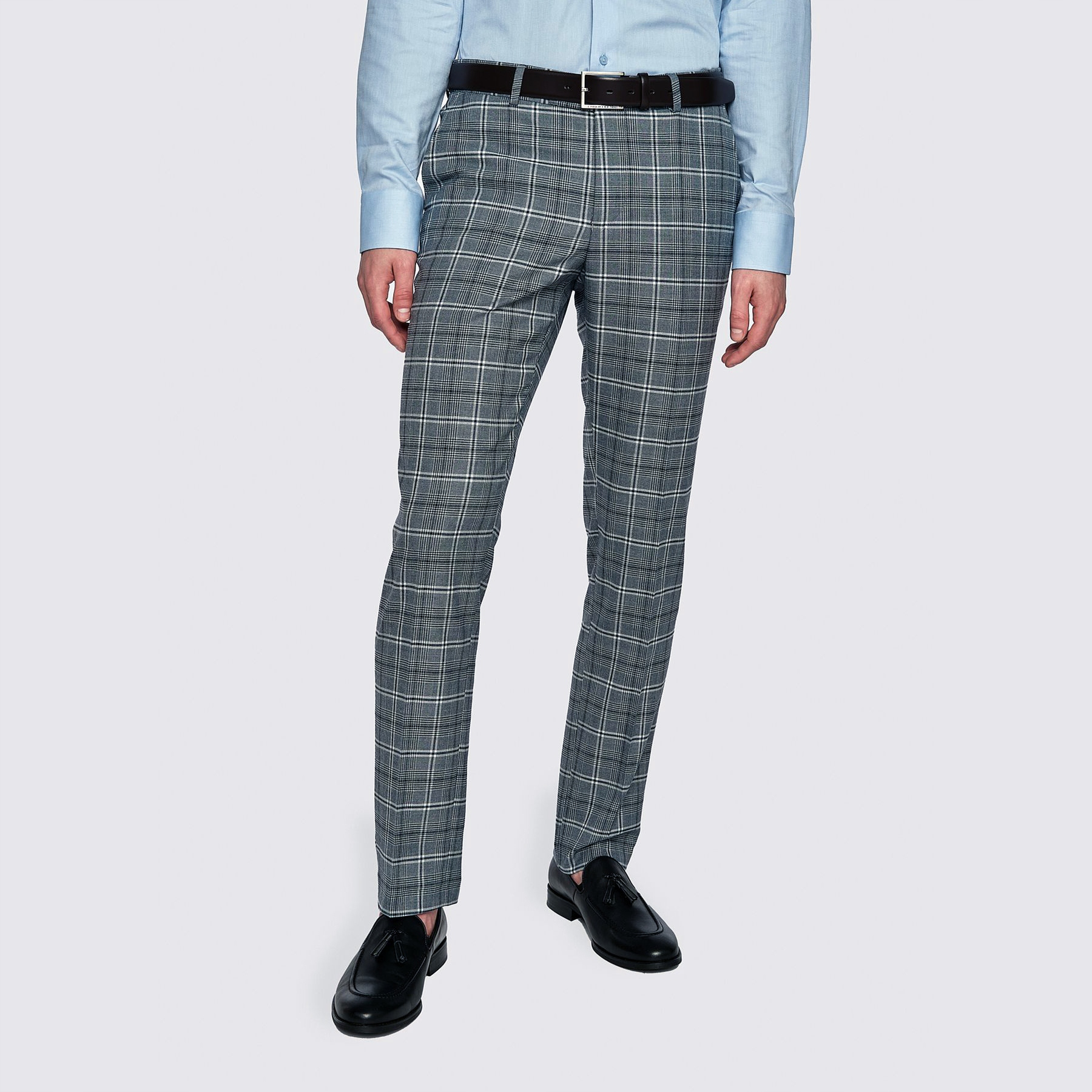 Šedé kostkované oblekové kalhoty Pako Lorente vel