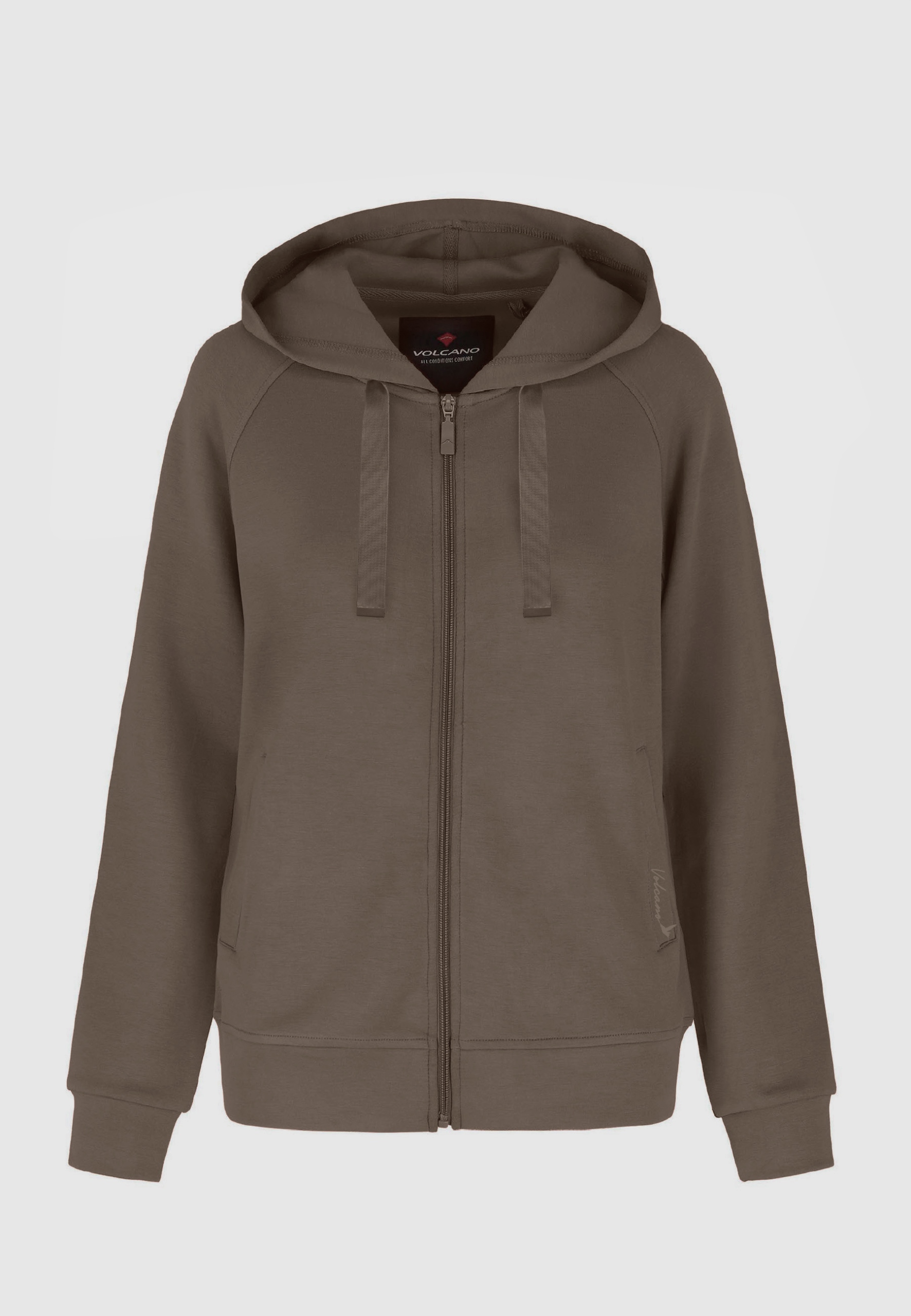 Dámská Mikina S Kapucí Rozepínací Hnědá Volcano B-jokos XXL