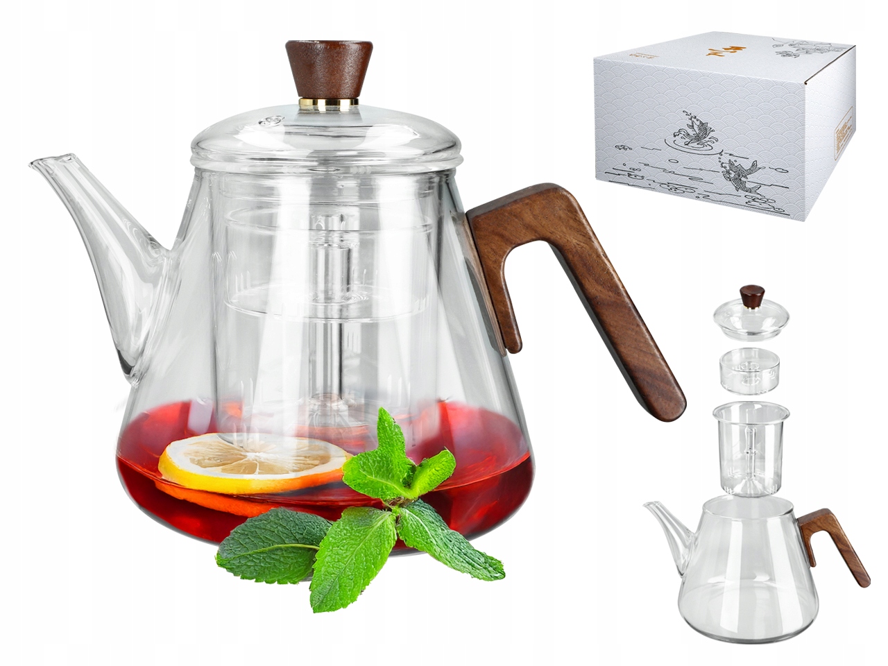 Sklenená Kanvica So Sitkom Lúhovač Na Čaj Z Byliny Džbán S Filtrom