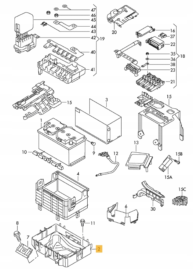 PODSTAWA AKUMULATORA AUDI A1 1.2 FABIA II FL 1.4 Producent części DPA