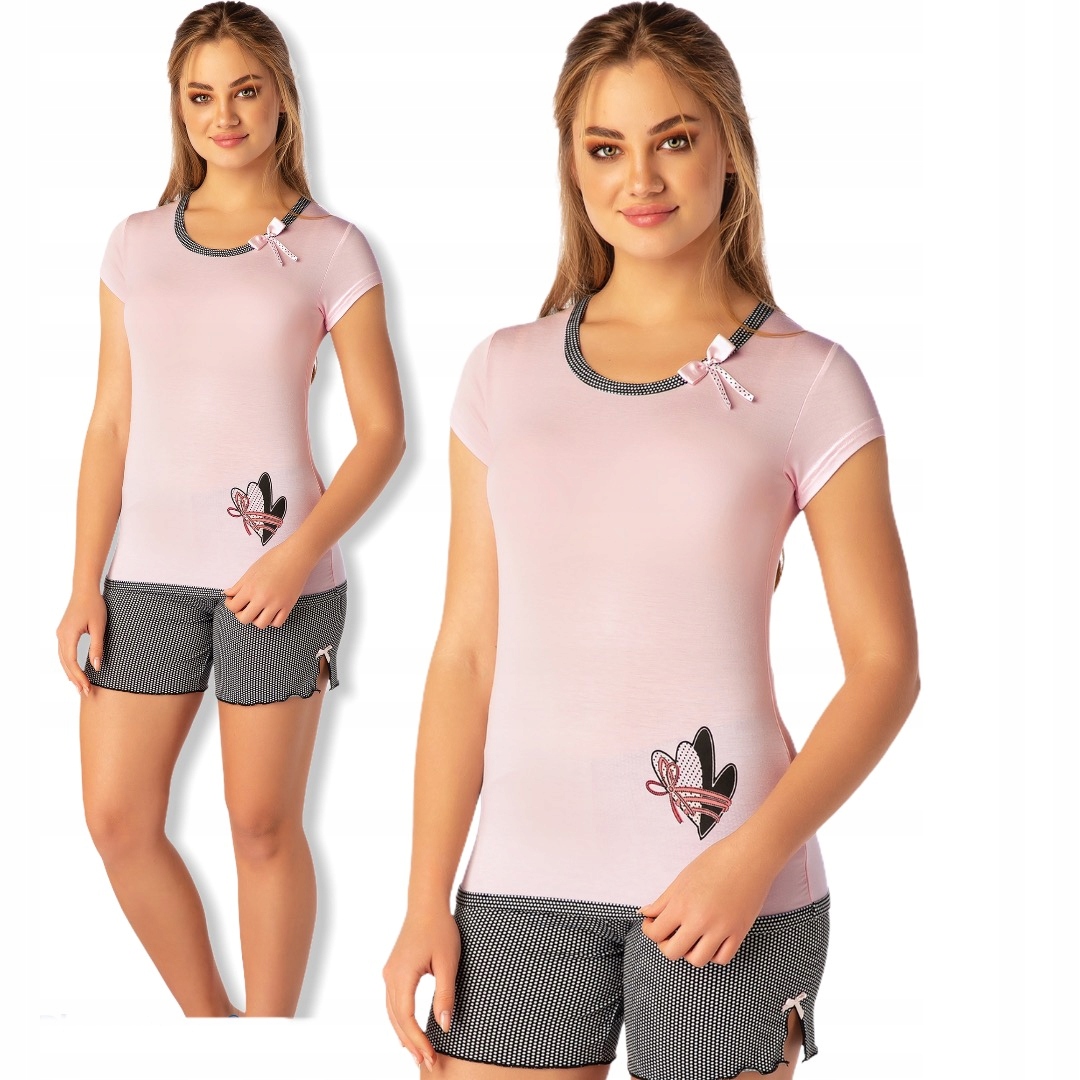 

Piżama Damska Z Wiskozy Krótki Rękaw Szorty