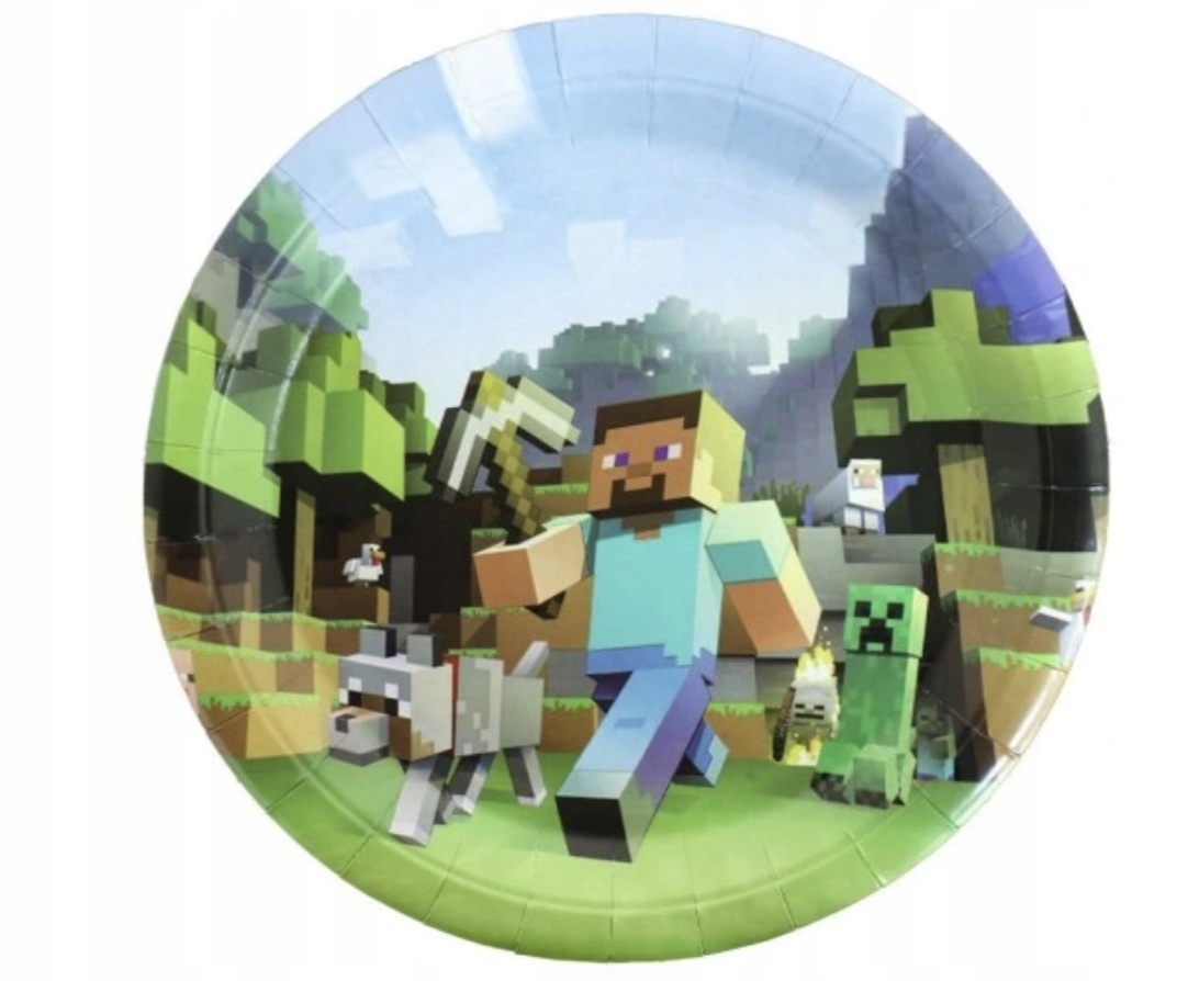 Talerzyki Talerze Papierowe PIKSELE GAMING 18 cm 10szt MINECRAFT