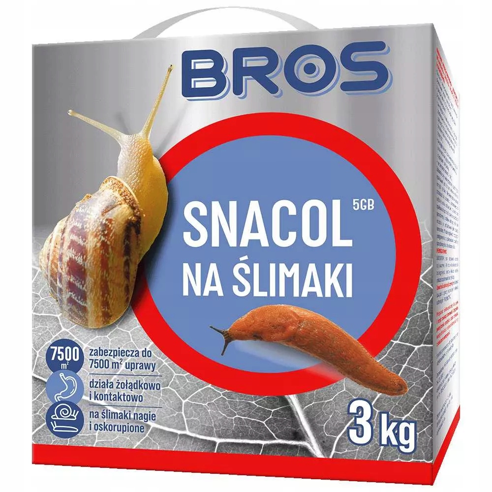 Snacol 5 Gb na Ślimaki Preparat, środek, trutka zwalcza ślimaki Bros, 3 kg