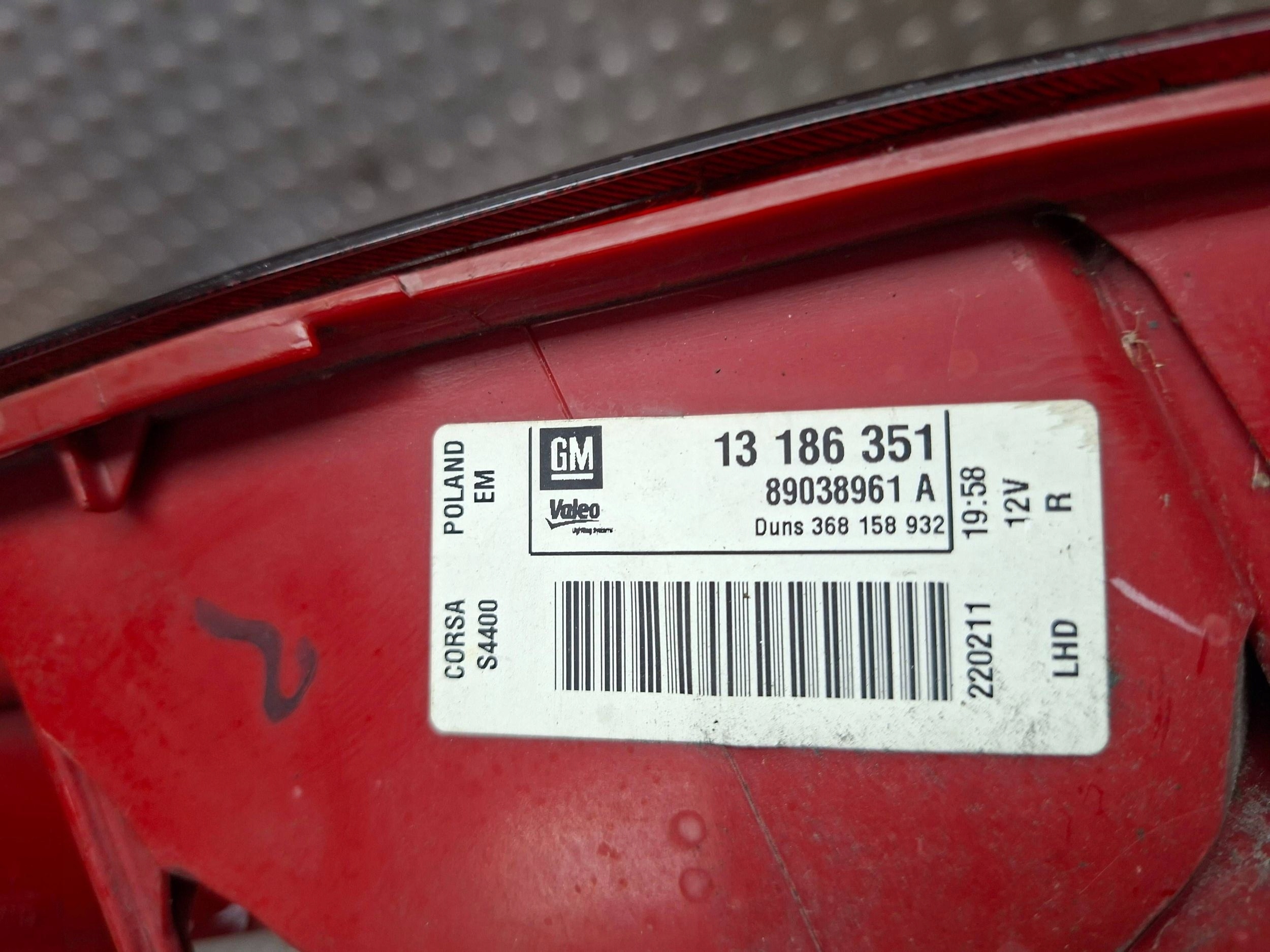 light right rear part 13186351 OPEL CORSA D 3 door 2006