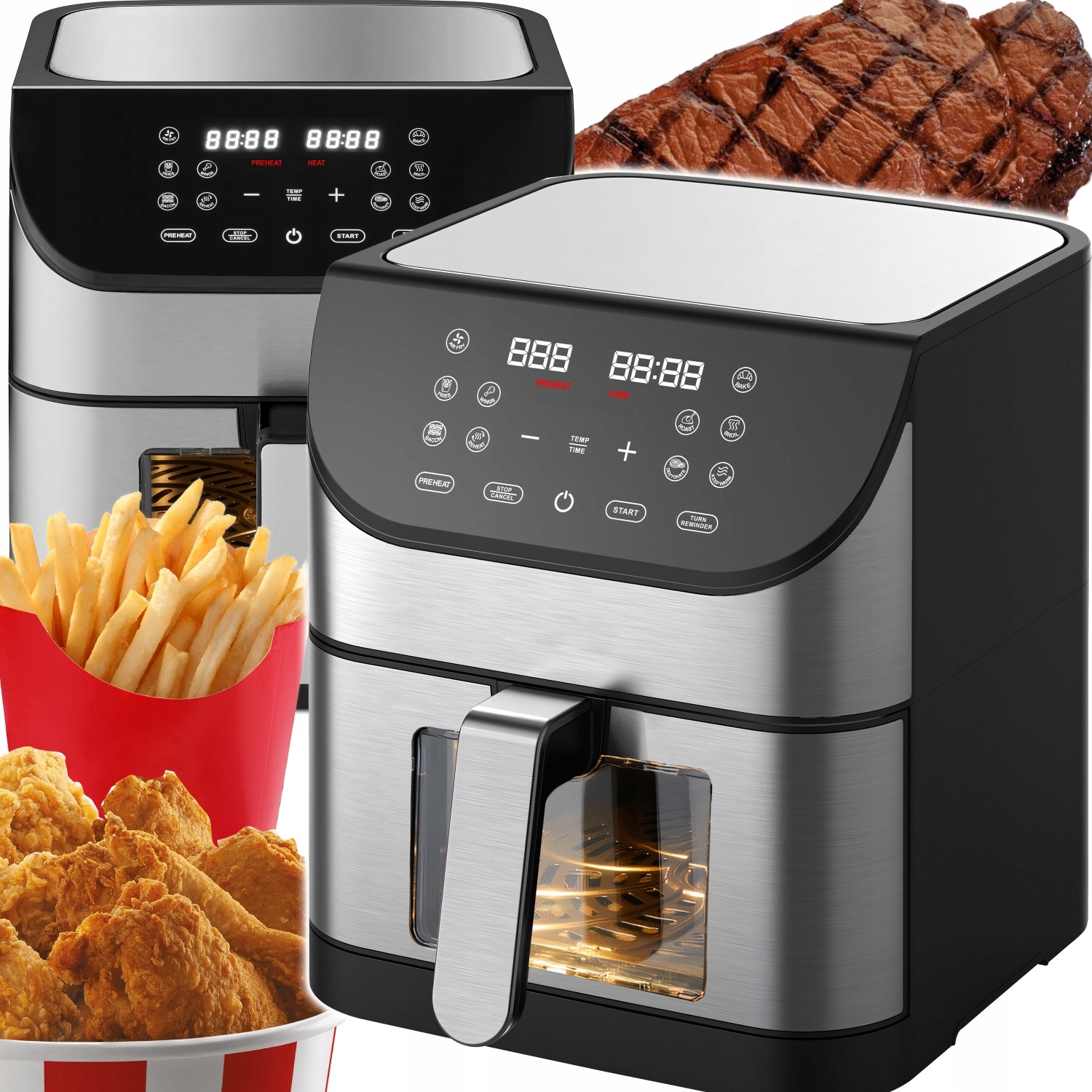 Beztuková Fritéza Airfryer Fritéza 12 Programov Veľký Výkon Misa 8 L