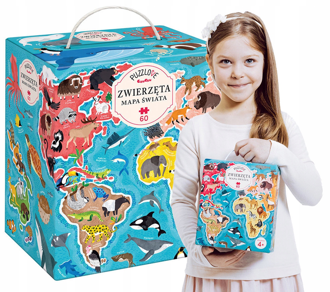 

Puzzlove Czuczu Zwierzęta Mapa Świata 60 Elem. 4+