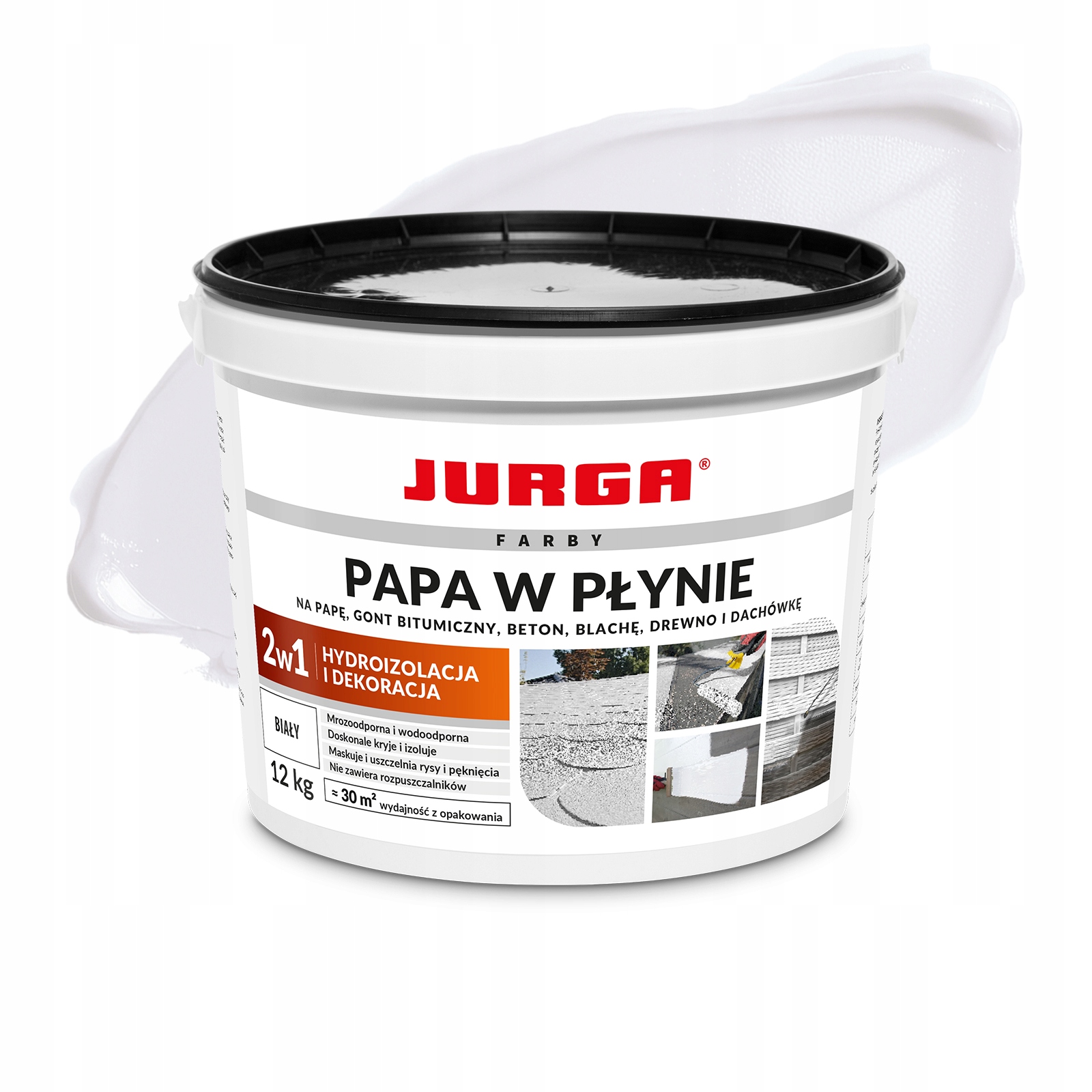 Papa w płynie uniwersalna Biały Folia na Dach ogrodzenie Wodoodporna 12kg