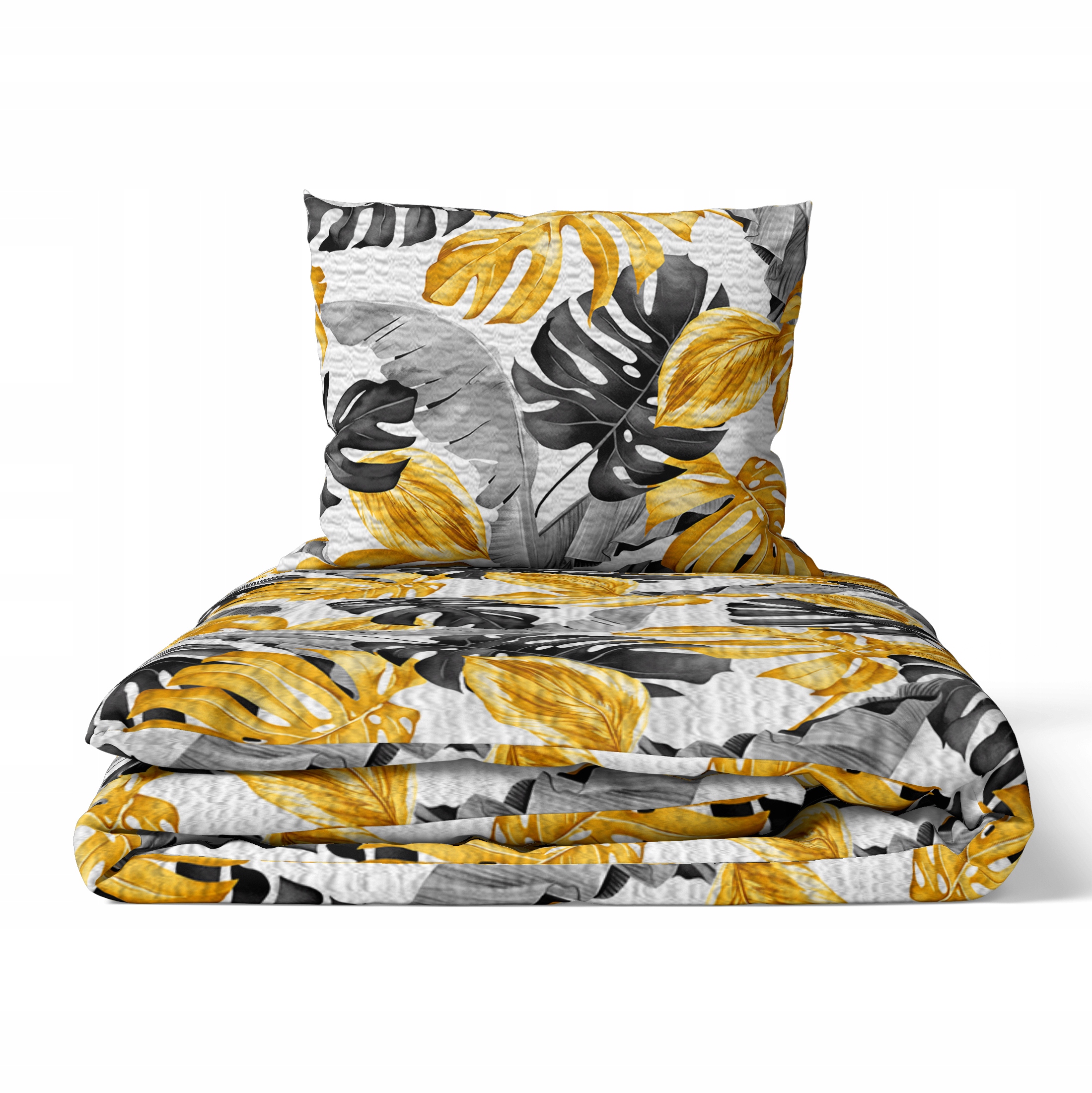 Krepové Povlečení 160x200 Povlak 70x80 Hrubá Polská Bavlna -Bílé listy