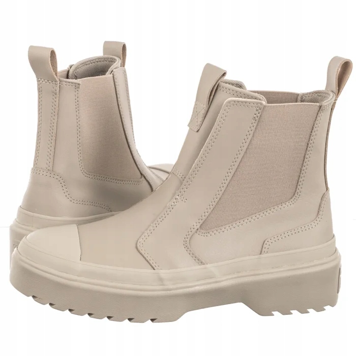 Boty Kotníkové Boty Kožené Dámské Converse Chelsea Lugged Béžové
