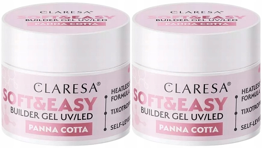 2 kusy Soft&Easy Builder Panna Cotta Stavební Gel 45G Claresa Heatless