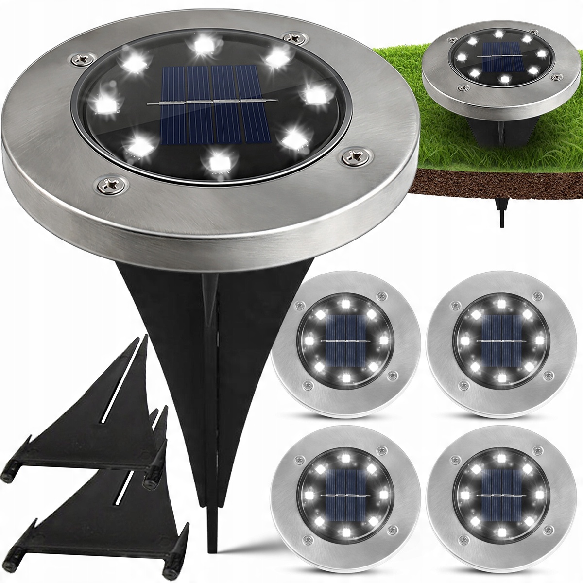 

4x Lampa Solarna Ogrodowa Led Gruntowa Najazdowa