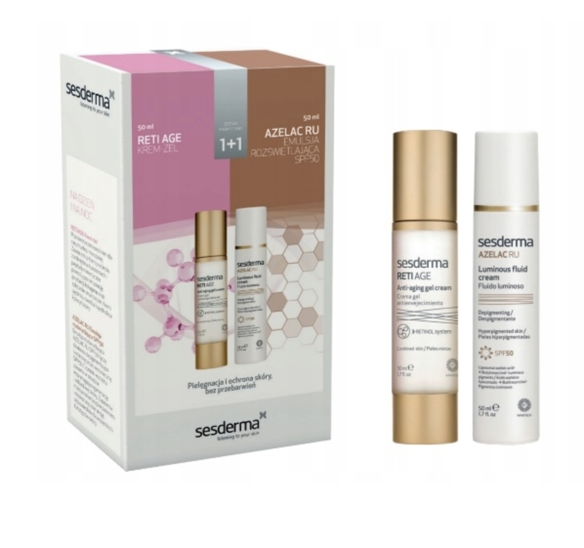 Sesderma zestaw Reti Age krem-żel 50 ml Azelac Ru emulsja SPF50+ 50 ml