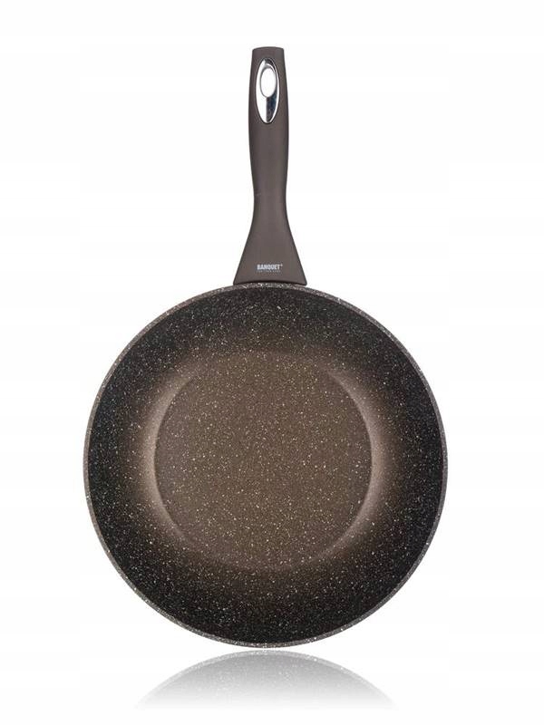 PATELNIA tradycyjna WOK GŁĘBOKA brown GRANITE 28cm Marka Banquet