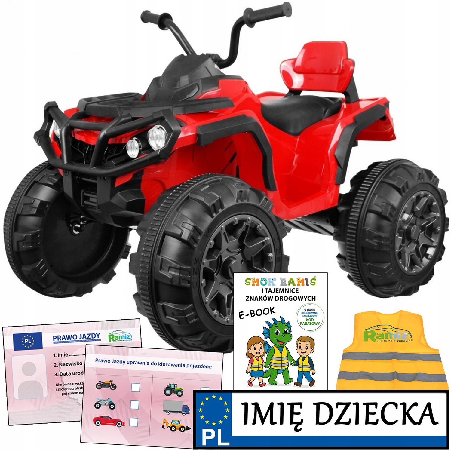 duży Quad Elektryczny Atv piankowe koła ekoskóra pilot dla rodzica
