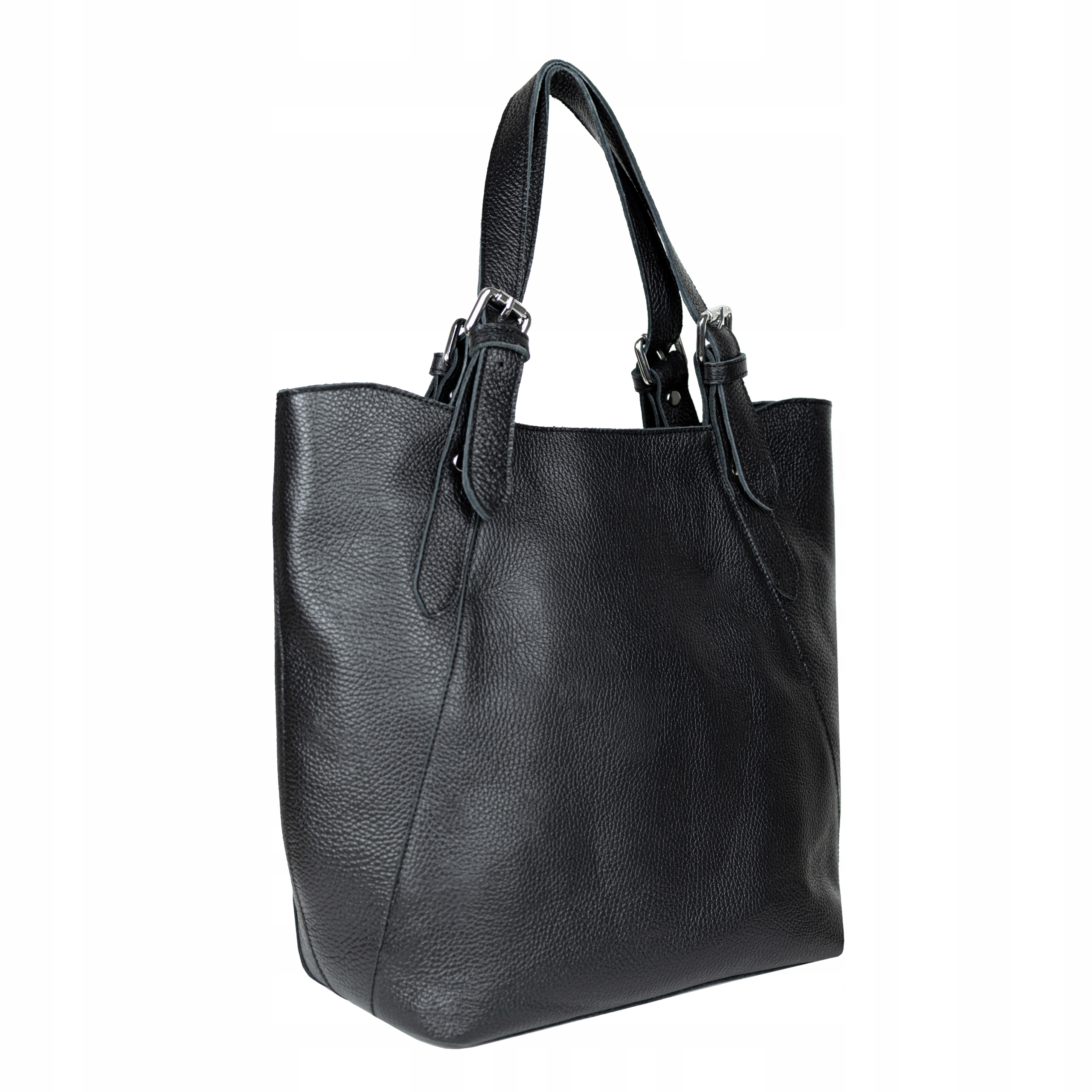 DUŻA TOREBKA DAMSKA SHOPPER TORBA ZE SKÓRY NATURALNEJ Kolor czarny