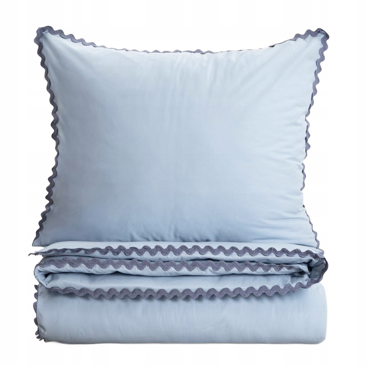 Pościel Vela bawełniana z ozdobną lamówką niebieska 160x200 2*70x80 cm Ho