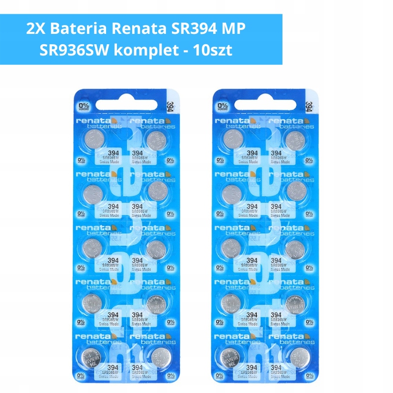 Komplet Baterií 20 Kusů Stříbrná baterie Renata 394 Sr 936 Sw 380 G9