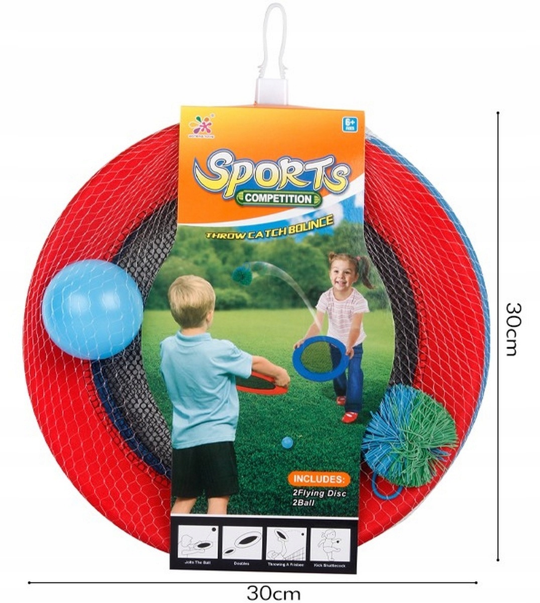 GRA PALETKI ZRĘCZNOŚCIOWA CATCH BALL GRA RZUCAJ ŁAP PALETKI + PIŁKA BADMINT Wiek dziecka 6 lat +