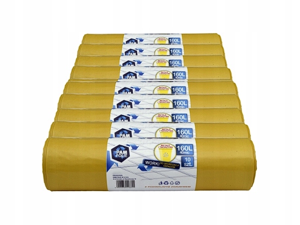 Levně pytle na odpadky plast kovy plast 160L žluté výběr Pam-Folie Pevné