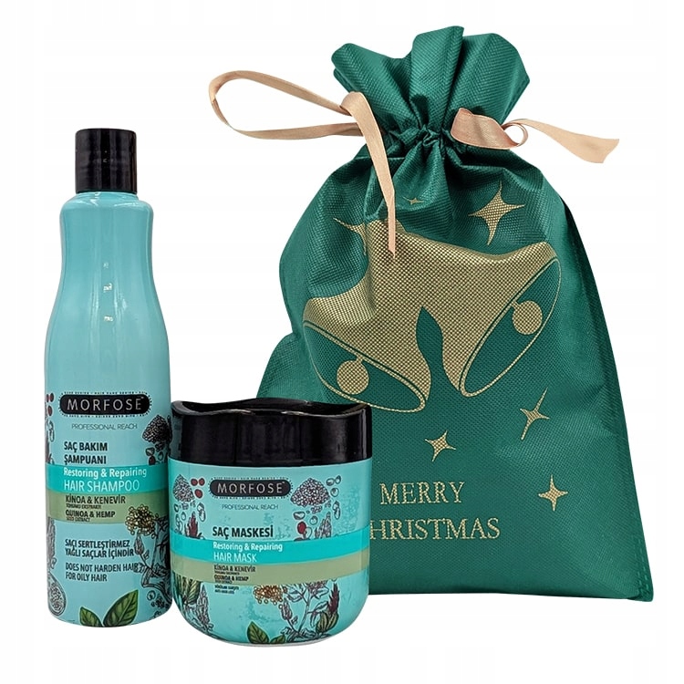 Vánoční Sada Morfose Quinoa & Hemp Šampon Maska Dárková Taška
