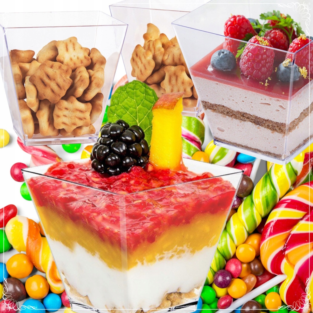 Zestaw Pucharki do Deserów 120ml 50 szt. Kubek Pojemnik na Deser Kubek Materiał plastik