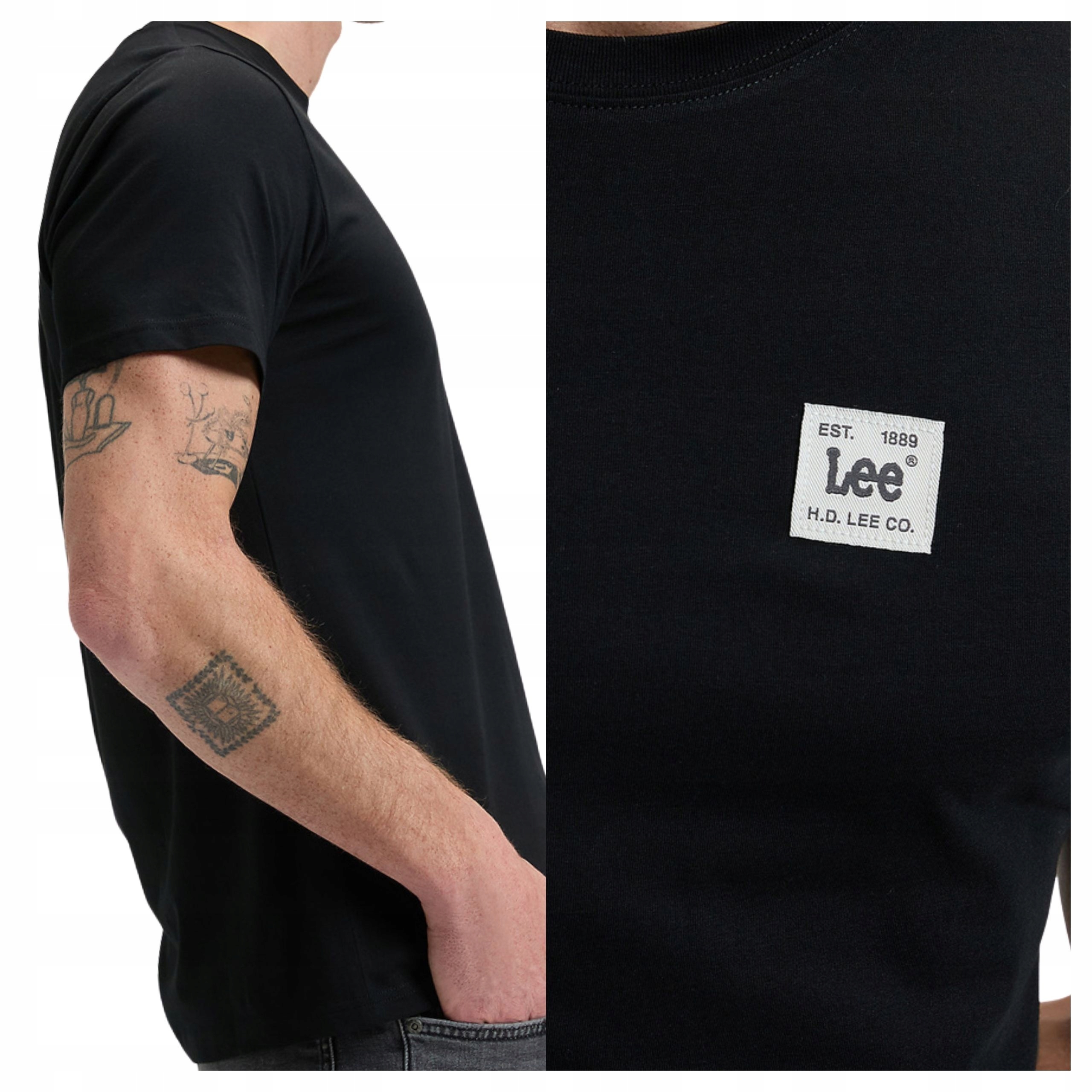 Tričko Pánské Lee Woven Label Tee Černé bavlněné tričko M
