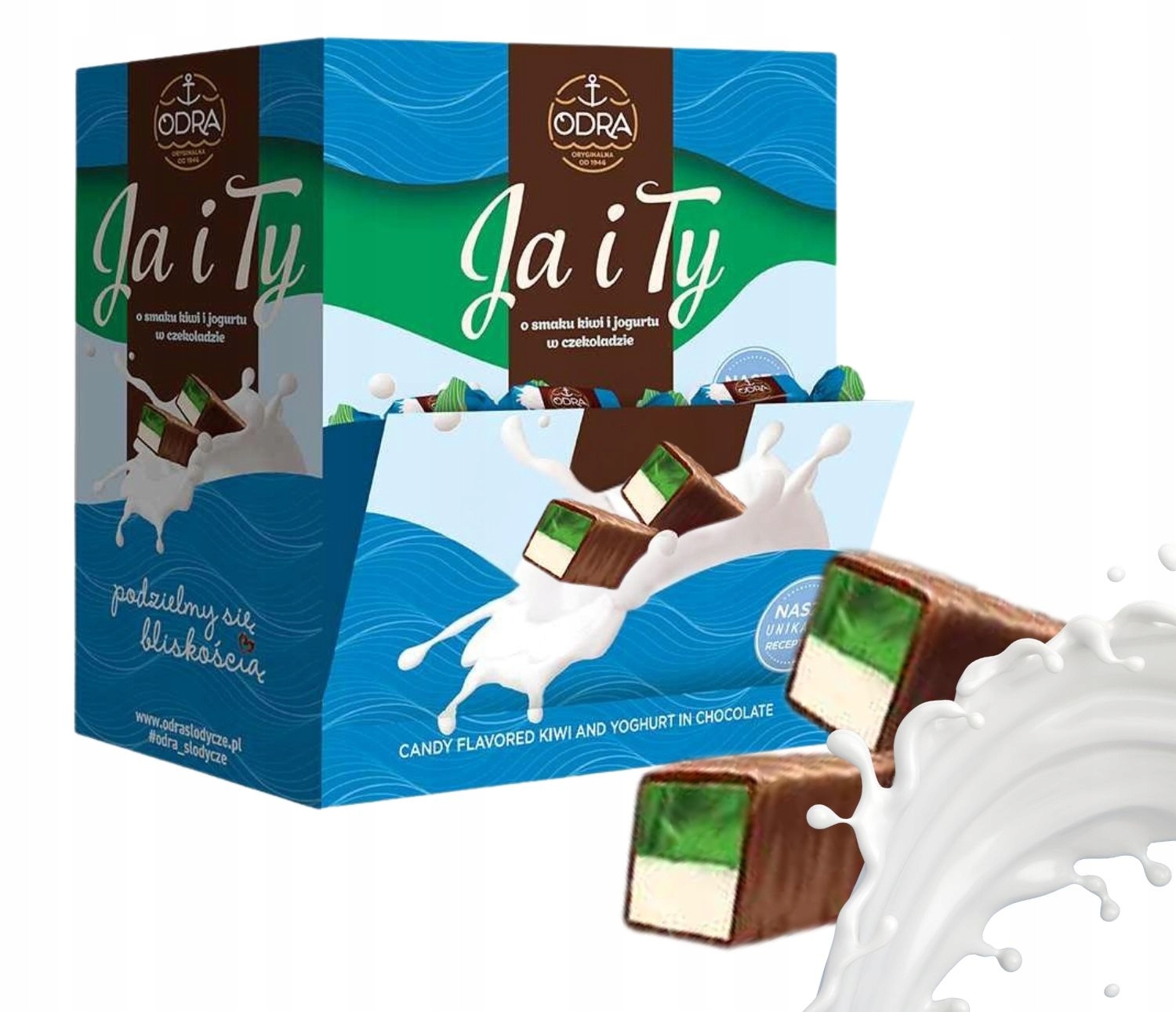 Cukierki Ja i Ty dwuwarstwowe Kiwi i Jogurt w czekoladzie 3kg Odra