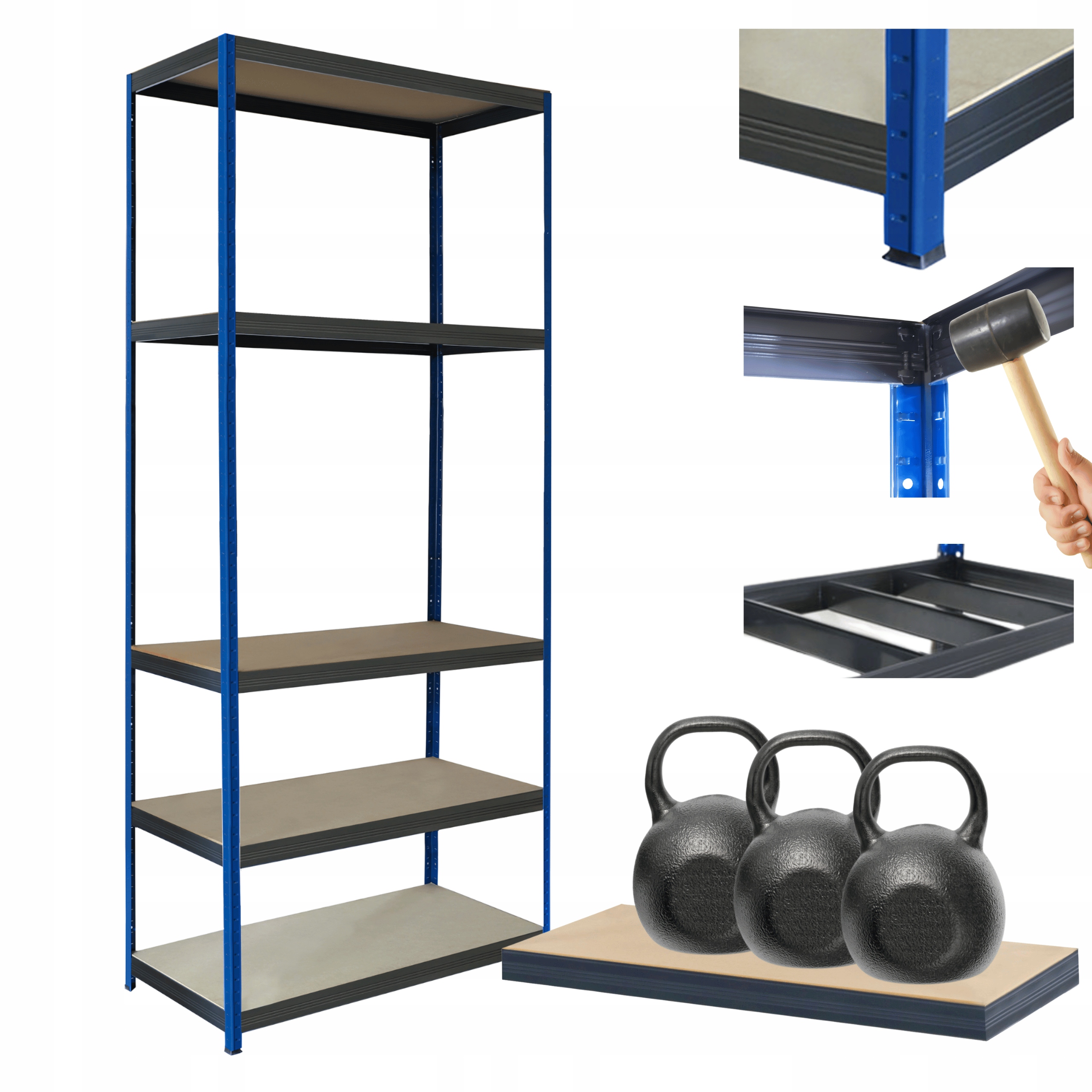 Kovový skladovací regál Helios 196x90x40 cm 5Px350 kg Poľský Trvanlivý