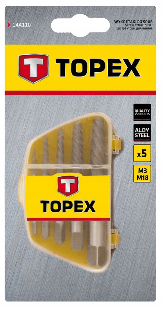 WYKRĘTAKI DO ŚRUB 5 SZTUK 3.3-19.0 14A110 TOPEX Marka Topex