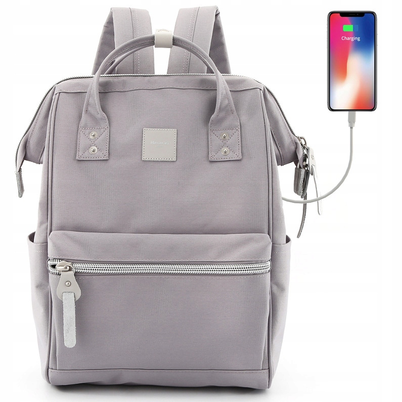 Plecak damski Himawari Sorrel HM1881 na laptopa 13,3 z Usb zgaszony liliowy