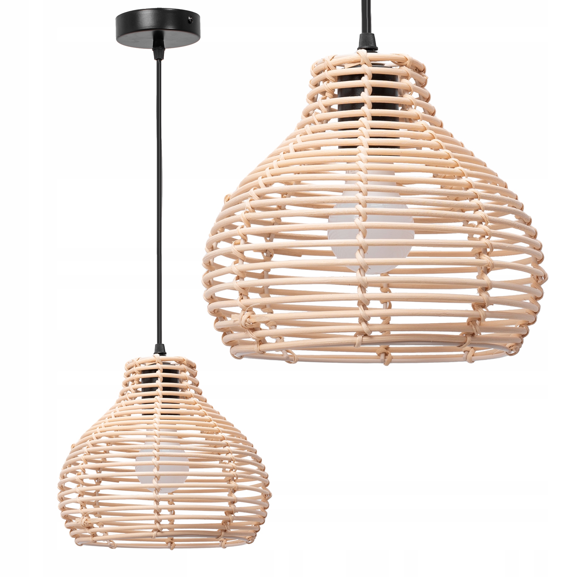 Pletená Bambusová Závěsná Lampa Natural Boho XL