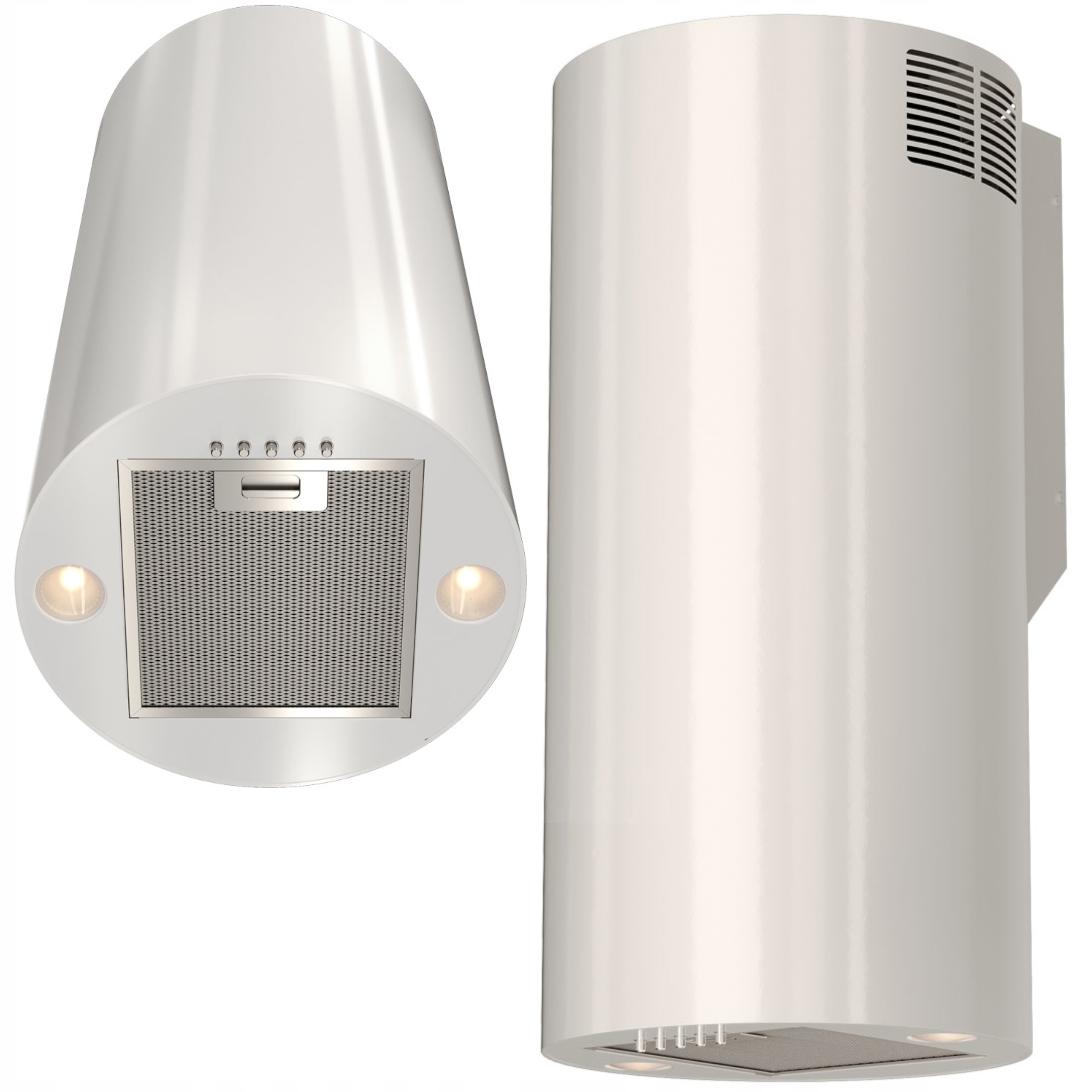 Okap Kuchenny Przyścienny Kominowy 31 cm Tuba Biały Elba WPB731 Maan Cichy