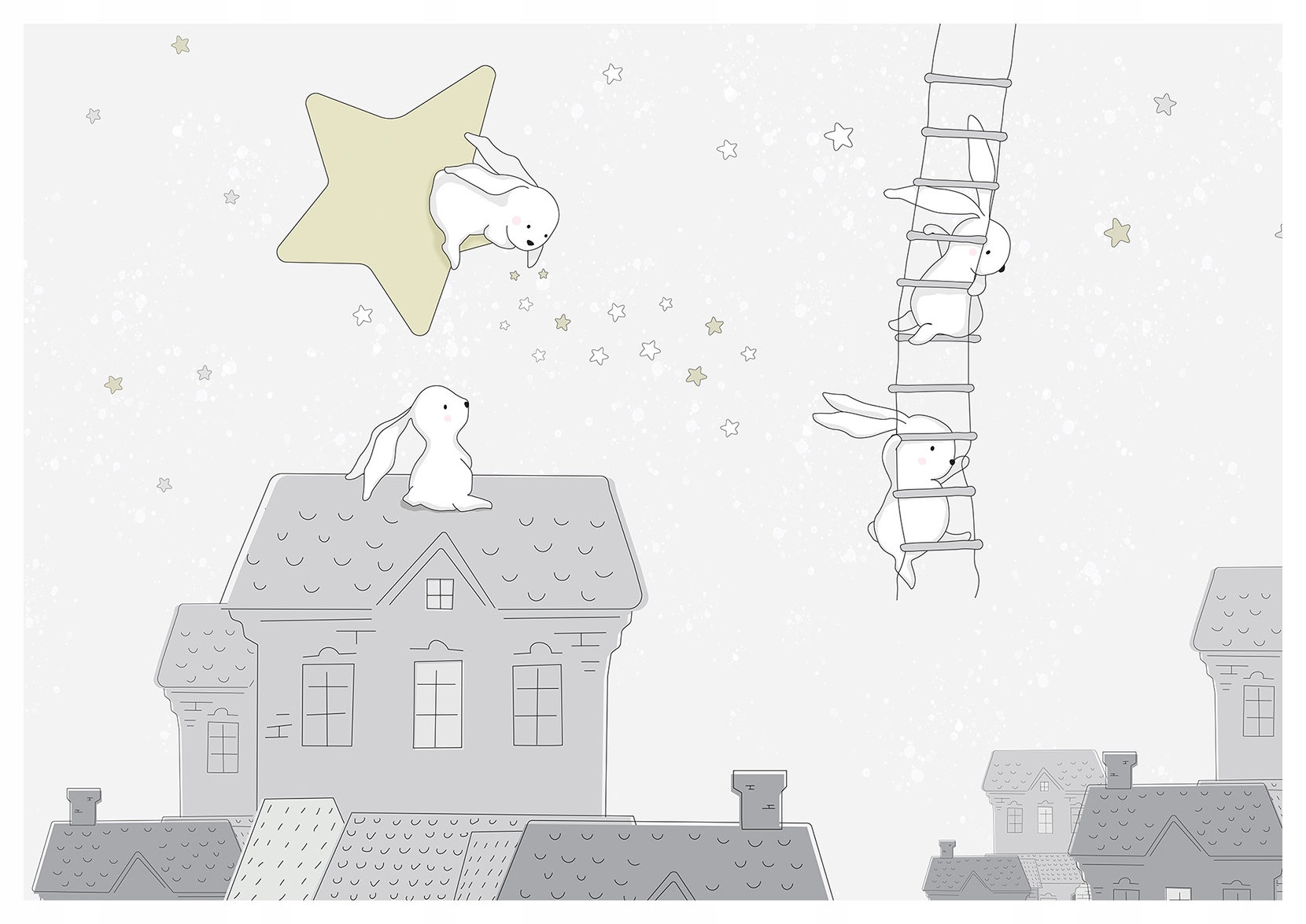 Fototapeta Nočné králiky obloha vinylová pastelová rozprávka 368x280 lepidlo