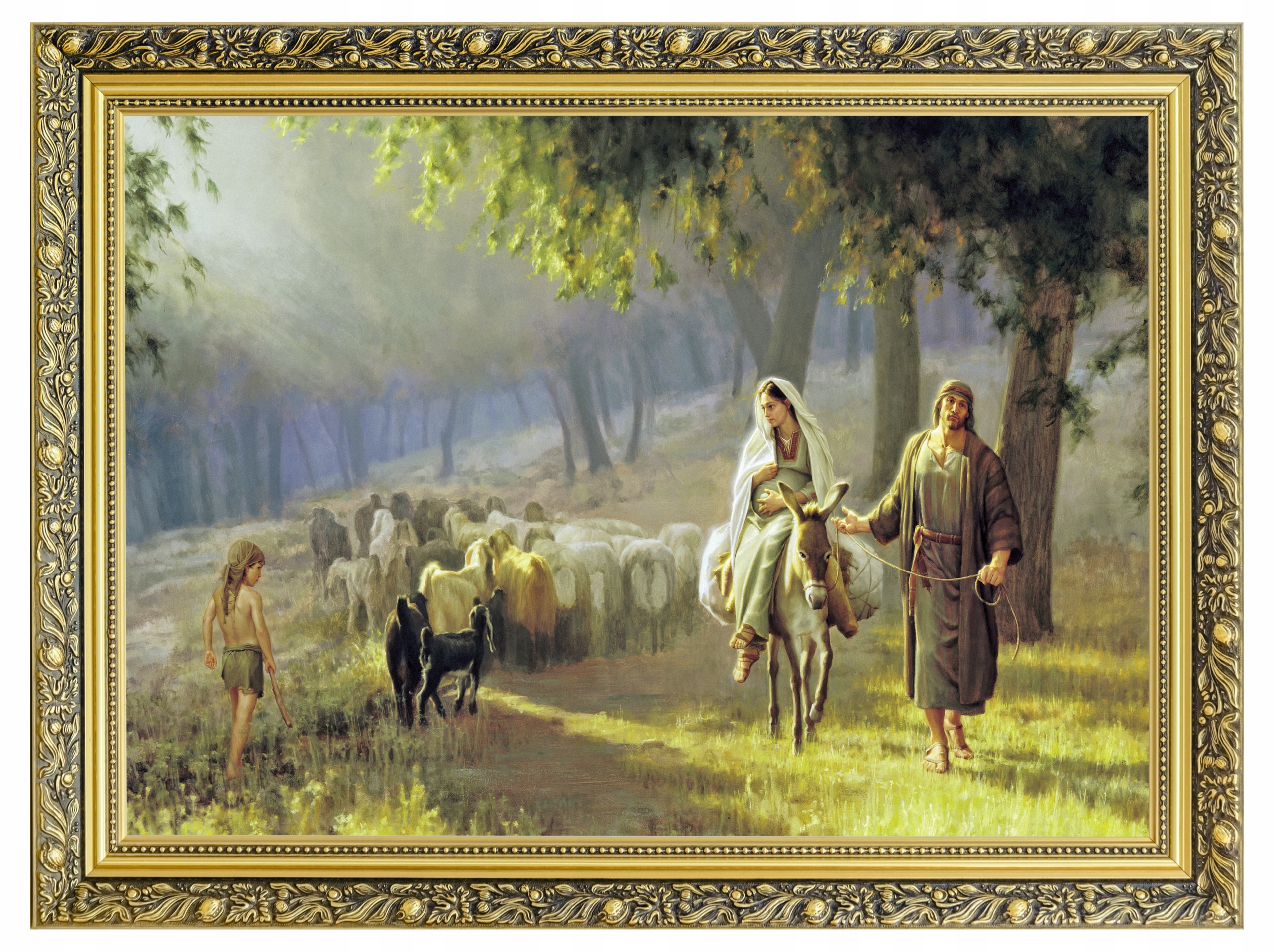 Maryja Jozef Cesta Do Egypta Sakrálny Obraz Rám Zdobený 60x80