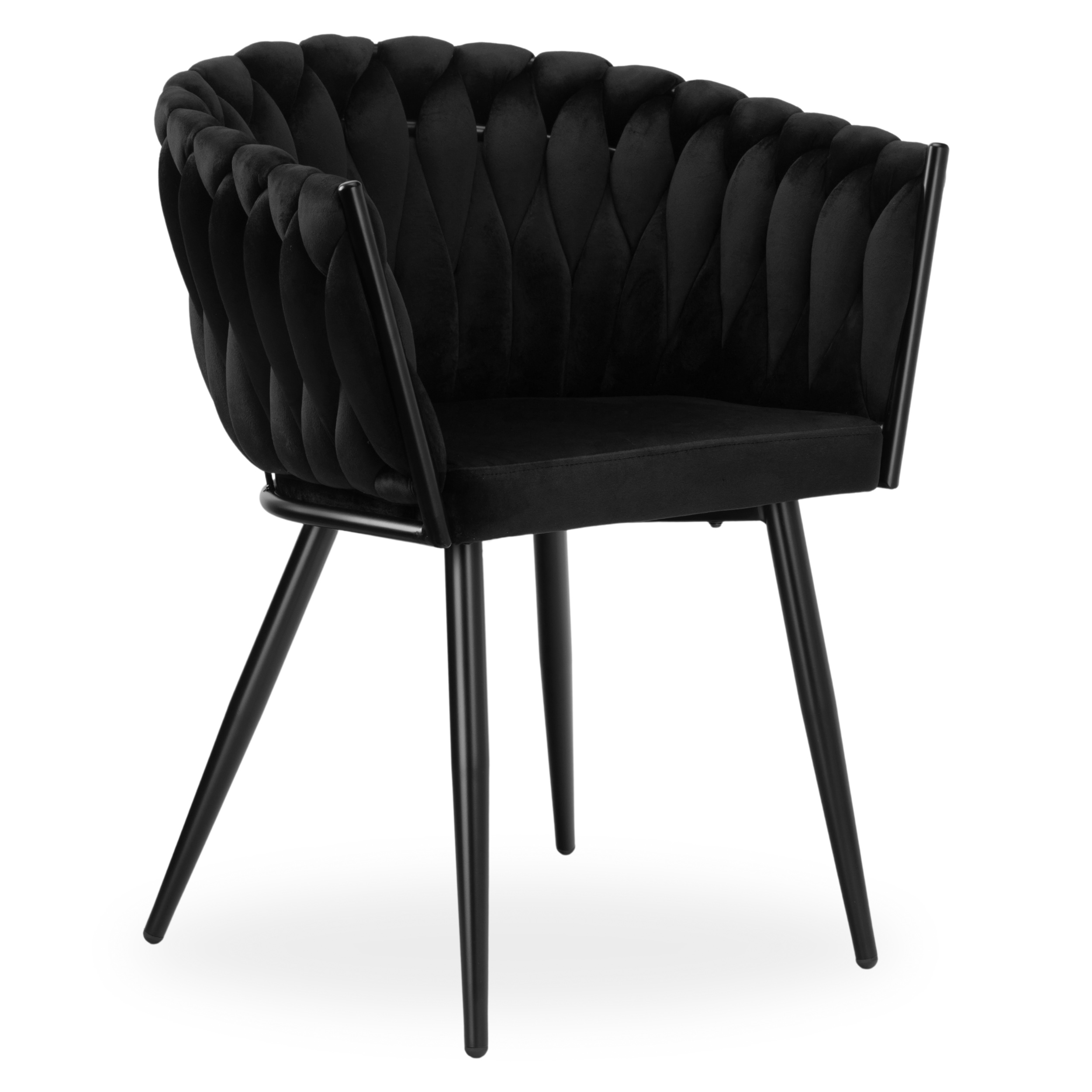 Pletená Velurová Židle Cofton Black Velvet Černá Do Obývacího Pokoje A Jídelny