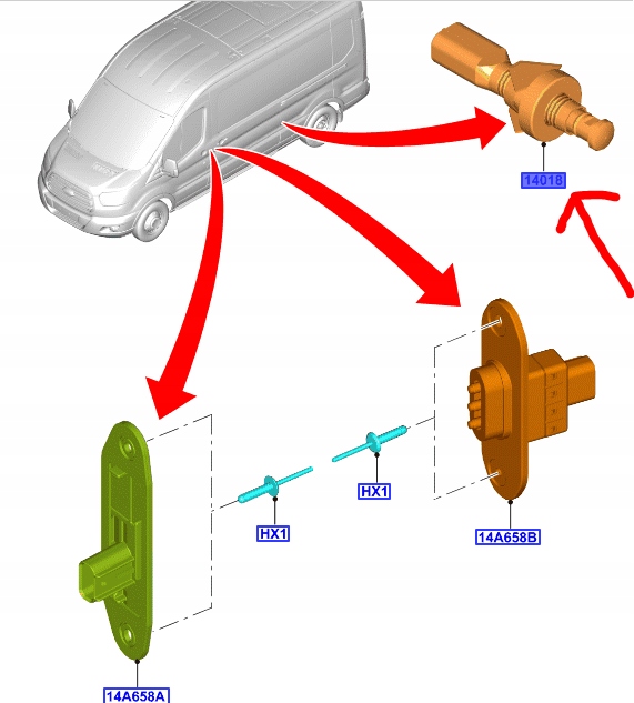 CZUJNIK KRAŃCOWY DRZWI PRZESUWNYCH TRANSIT 2014-