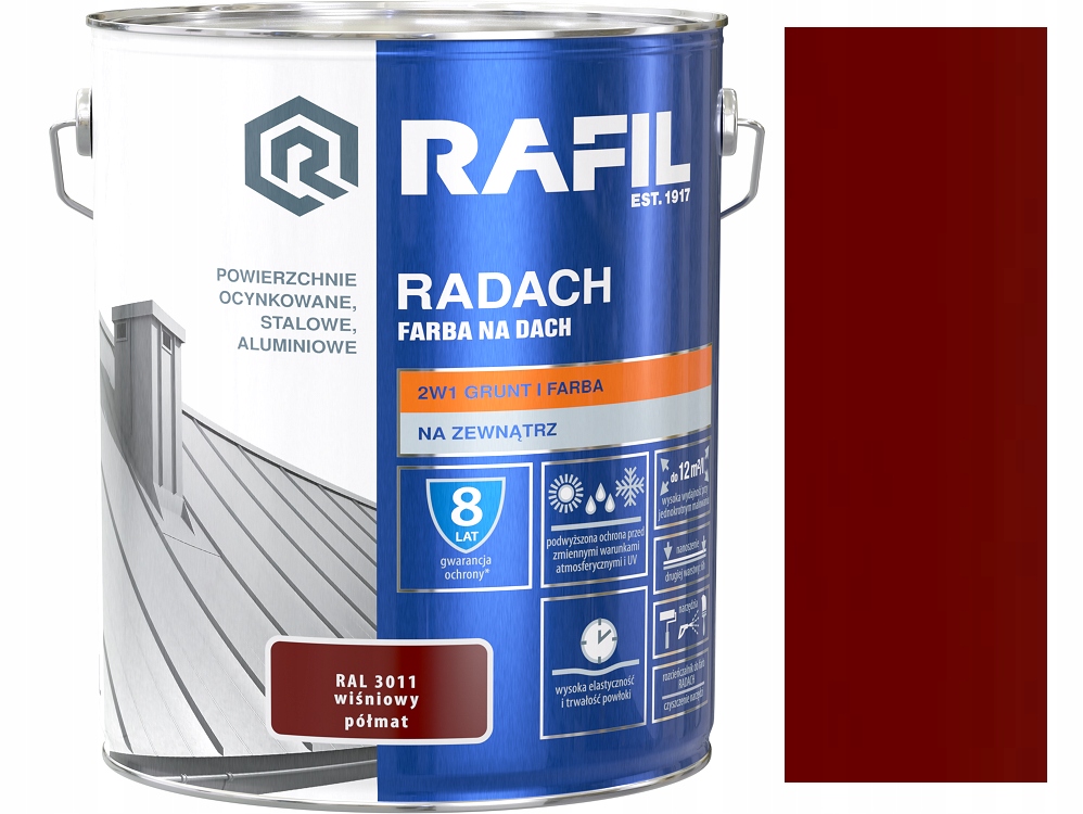 RAFIL RADACH FARBA NA DACH WIŚNIOWY PÓŁMAT 3011 10L (5900105809582 ...