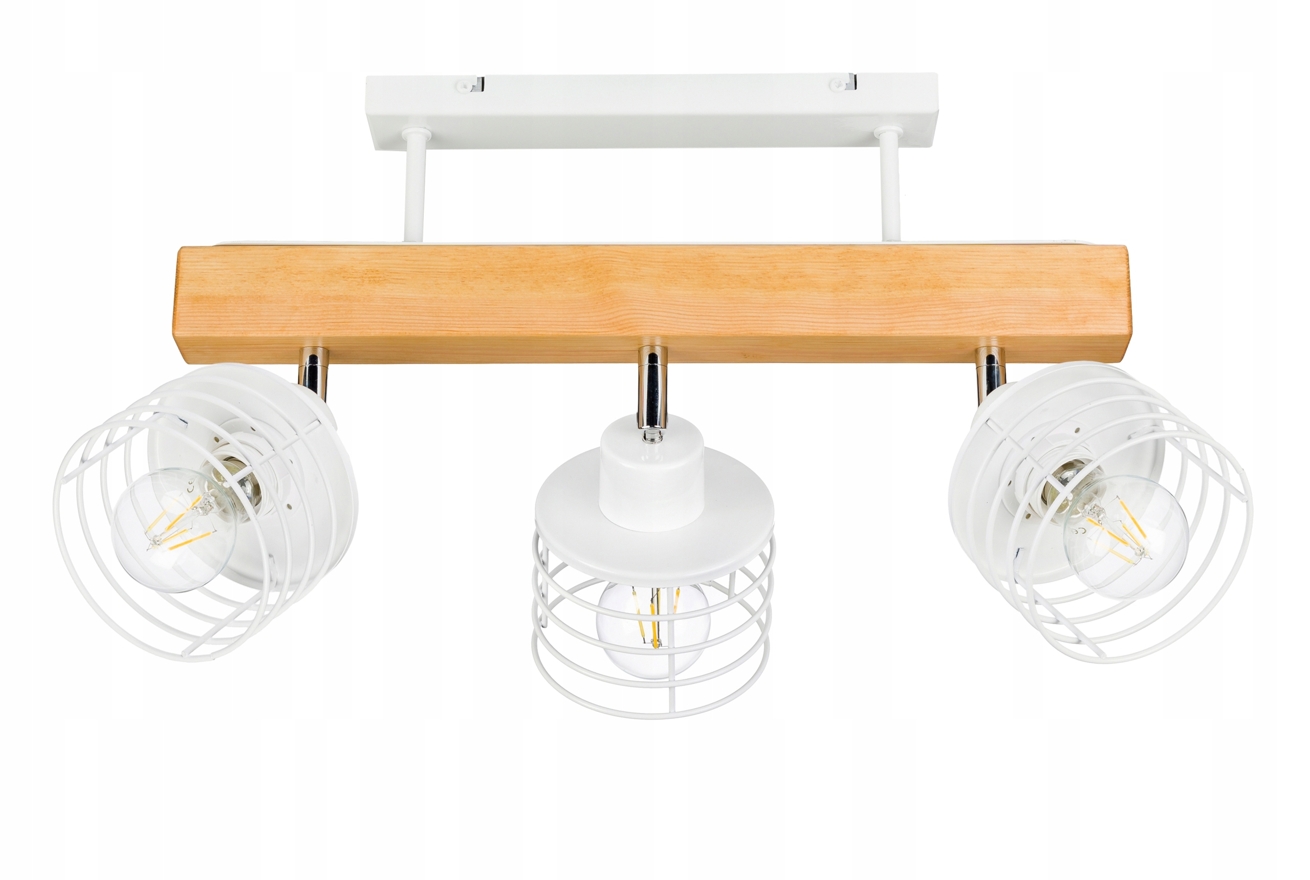 Dřevěná stropní lampa Lustr Stropní Svítidlo Loft Bílá na 3x Klosz E27