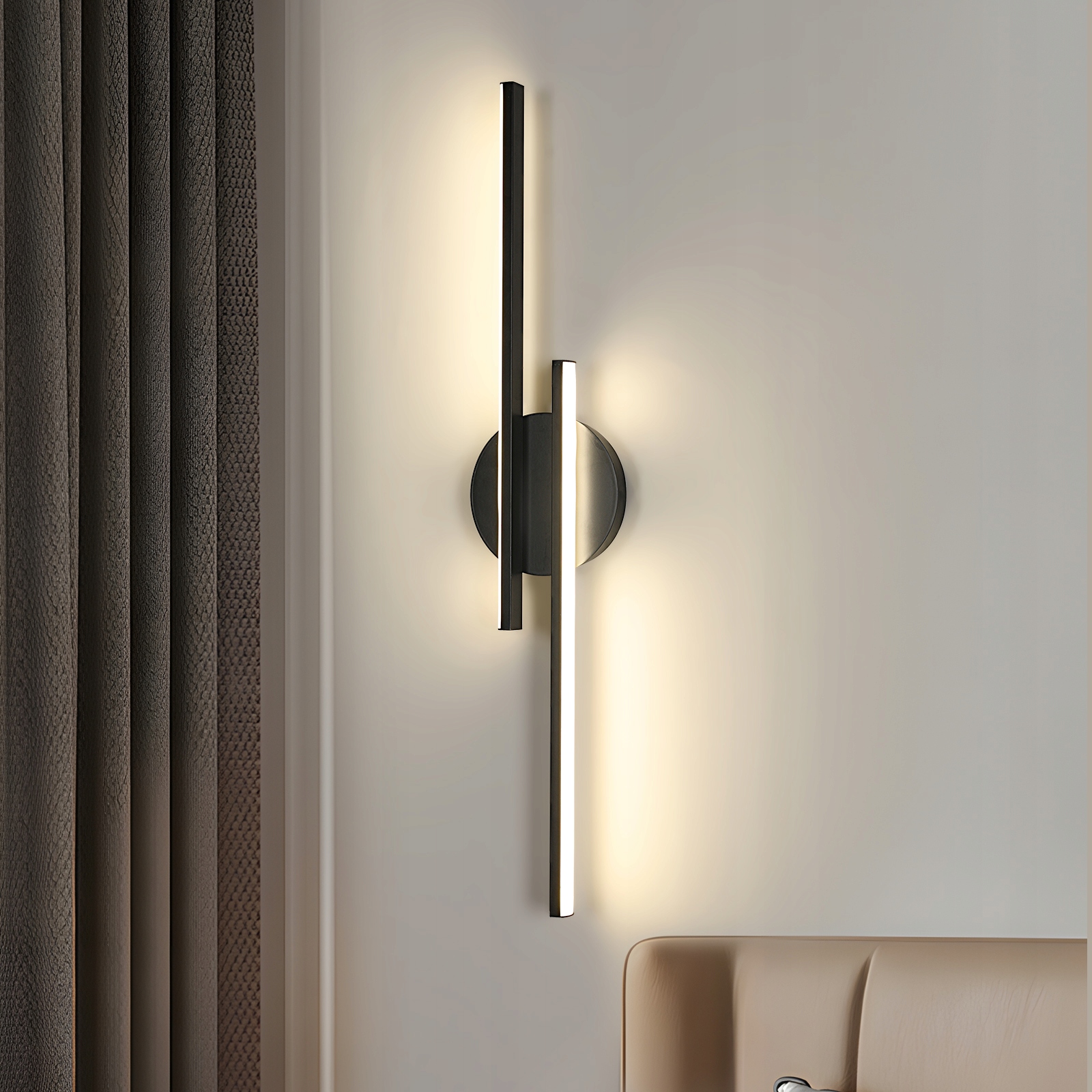 Lampa Led Kinkiet Ścienny Czarna Do Salonu Nowoczesna Prosty 4500K 24W 60CM