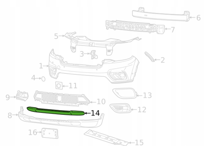 Jeep Cherokee KL 2018- 18- Spojler zderzaka dół Strona zabudowy przód