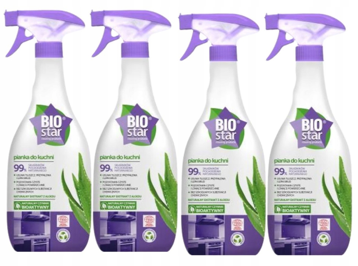 Levně Biostar Ekologický pěnový sprej na čištění kuchyně s aloe vera 700 ml x 4