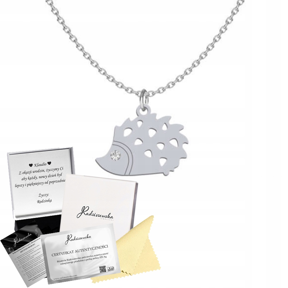 Náhrdelník Stříbrný ježek Řetízek 925 Dárek Šperky Dedikace Bonus