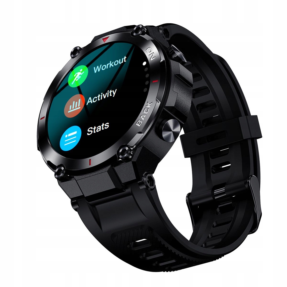 SMARTWATCH MĘSKI Z GPS CZARNY + ŁADOWARKA Kolor czarny