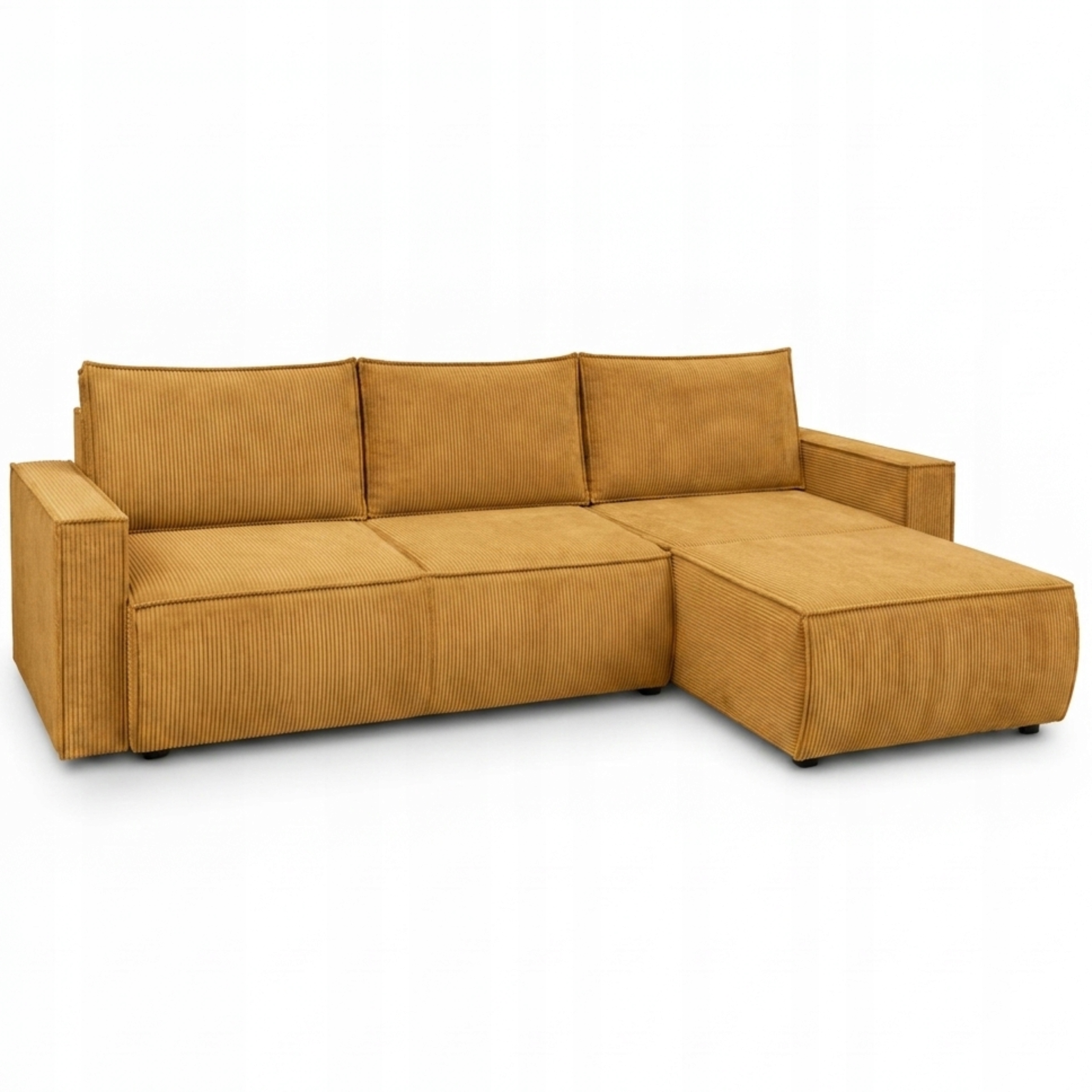Hořčicový Rohová Sedací Souprava s funkcí spaní do obývacího pokoje Linea rozkládací rohová sedačka